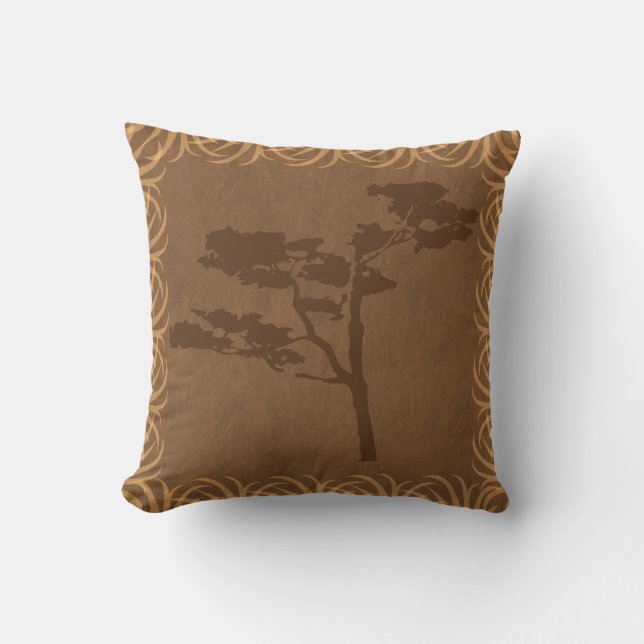 Coussin Silhouette d'arbre d'acacia de thème de safari (Recto)