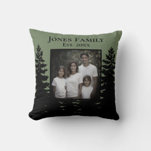 Coussin Silhouette d'arbre pin noir minimaliste personnali