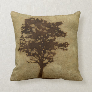 Coussin Silhouette d'arbre sur Arrière - plan de bronze