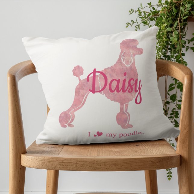 Coussin silhouette de caniche rose pastel personna (Créateur téléchargé)