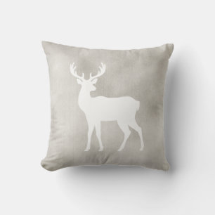 Coussin Silhouette de cerf blanc sur texture de velours sy