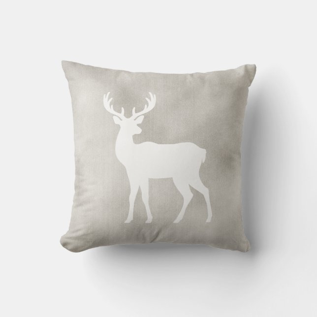 Coussin Silhouette de cerf blanc sur texture de velours sy (Recto)