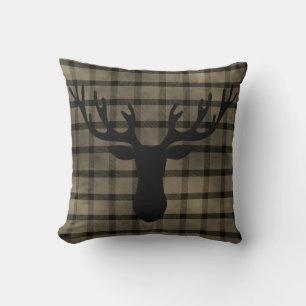 Coussin Silhouette de cerf Plaid Cabine rustique