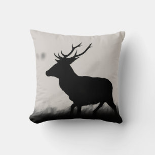 Coussin Silhouette de cerf rouge noir et blanc