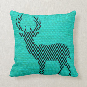 Coussin Silhouette de cerfs communs de Chevron sur la