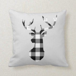 Coussin Silhouette de cerfs communs de Noël de plaid de