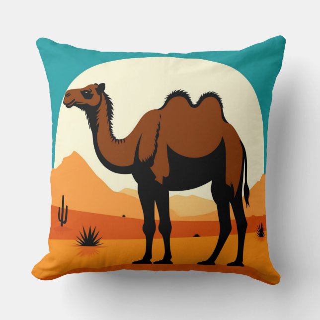 Coussin Silhouette de chameau dans le paysage du coucher d (Recto)
