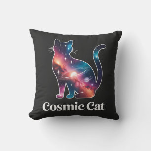Coussin Silhouette de chat cosmique Galaxie Espace Étoiles