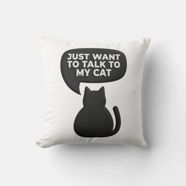 Coussin Silhouette de Chat Noir Drôle| Animal de c (Recto)