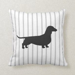 Coussin Silhouette de chien de Dachshund sur les bandes