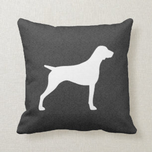 Coussin Silhouette de chien de poinière à poitrine courte 