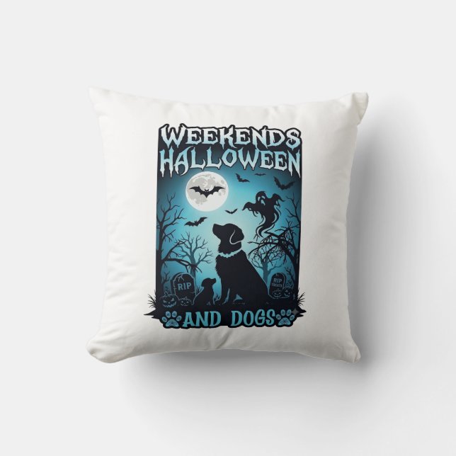 Coussin Silhouette de chiens fantômes Halloween de week-en (Recto)