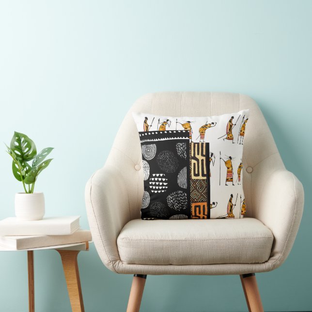Coussin Silhouette de collage africain  (Chaise)