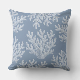 Coussin Silhouette de corail marin   Bleu argenté