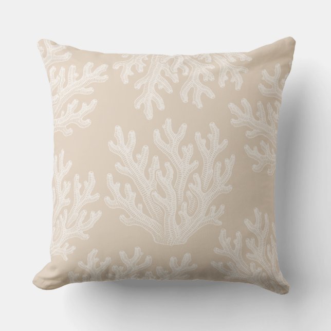 Coussin Silhouette de corail marin | Sable caressé par le  (Recto)