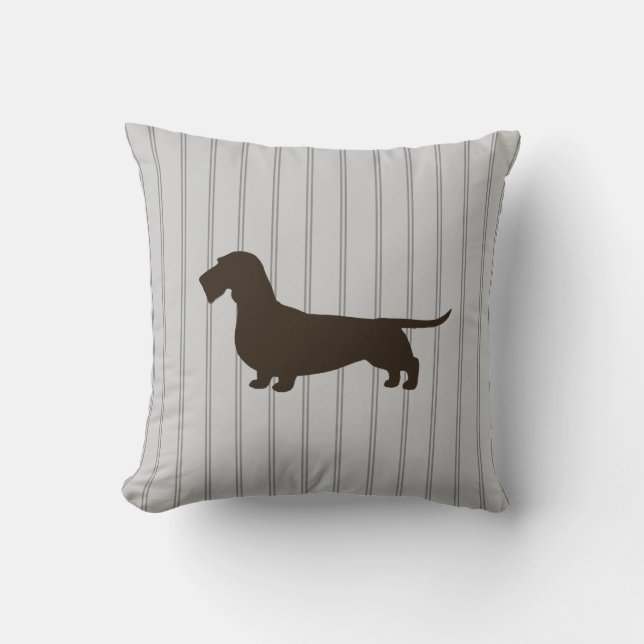 Coussin Silhouette de Dachshund (Doxie du fil Haired) (Recto)