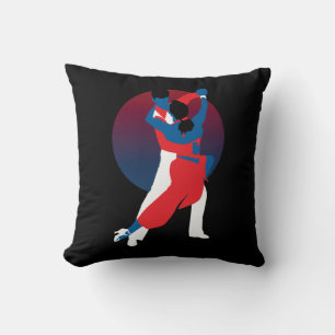Coussin Silhouette de danse rouge et bleu - Danseurs de ta