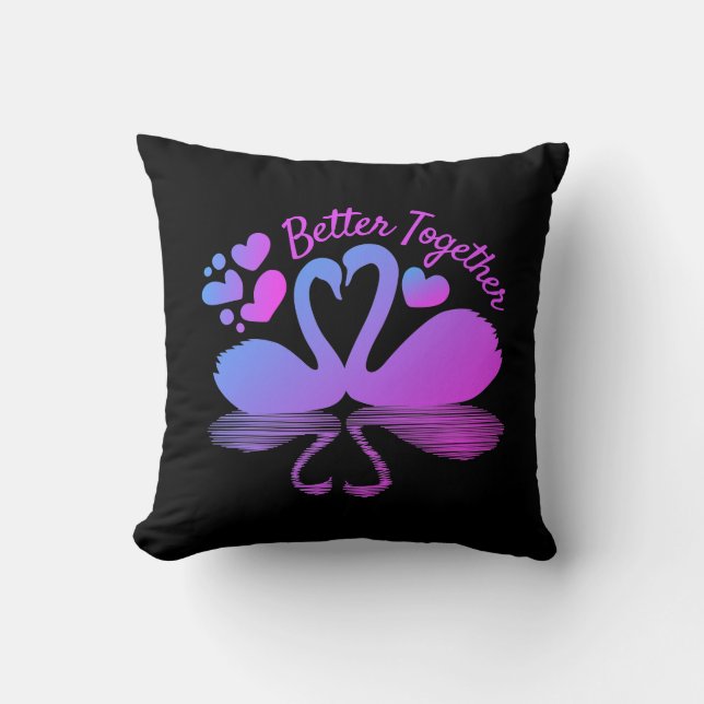 Coussin Silhouette de deux cygnes dans l'eau (Recto)