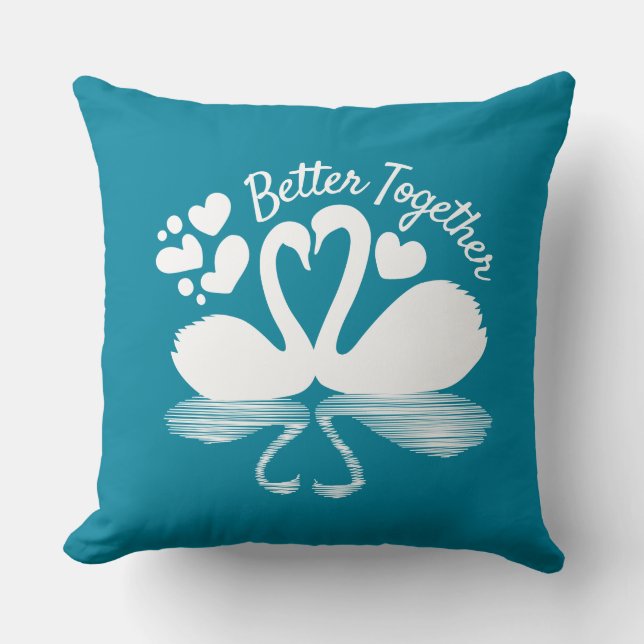 Coussin Silhouette de deux cygnes dans l'eau (Recto)