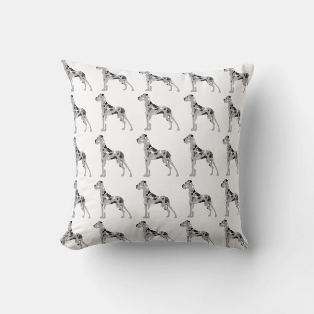 Coussin Silhouette de Dogue Allemand gris tigré (Recto)