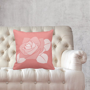 Coussin Silhouette de fleur de rose rouge pâle féminine