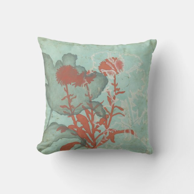 Coussin Silhouette de Fleurs rouges sur Arrière - plan Tur (Recto)