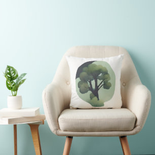 Coussin Silhouette de Forêt Enchantée - Arbre Tranquille
