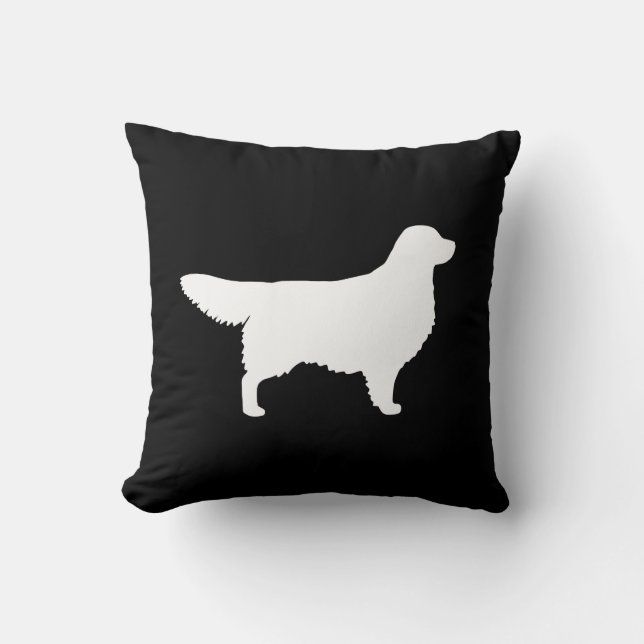 Coussin Silhouette de Golden Retriever blanc (Recto)
