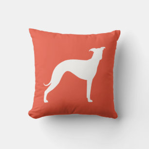 Coussin Silhouette de Greyhound Italien Blanc Rouge Vermil