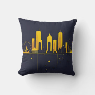 Coussin Silhouette de la skyline de la ville géométrique m