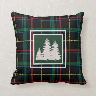 Coussin Silhouette de l'arbre blanc de pin vert