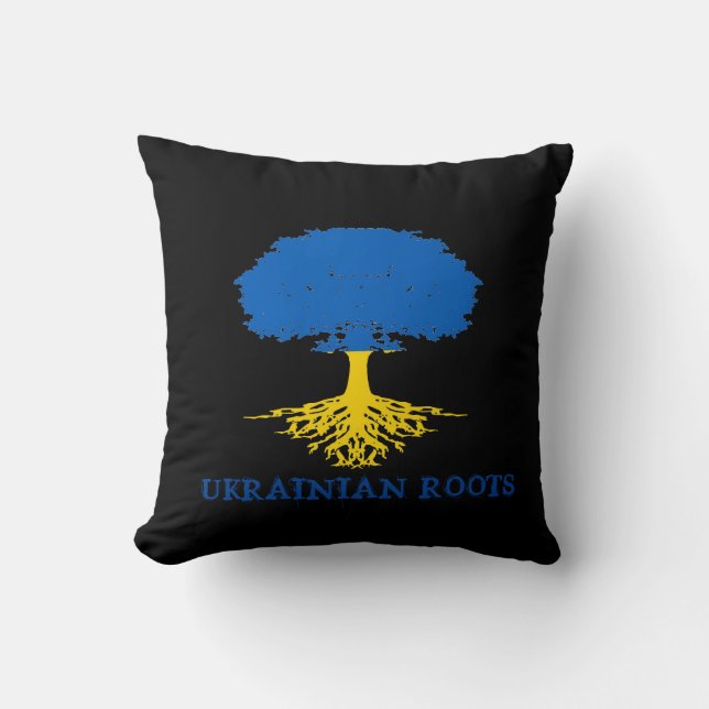 Coussin Silhouette de l'arbre des racines ukrainiennes (Recto)