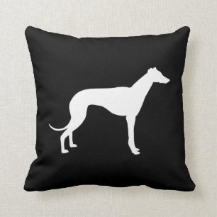 Coussin Silhouette de lévrier noir et blanc des deux côtés