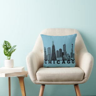 Coussin Silhouette de l'horizon de Chicago
