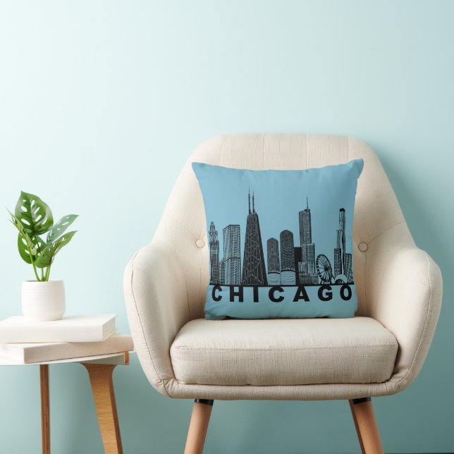 Coussin Silhouette de l'horizon de Chicago  (Chaise)