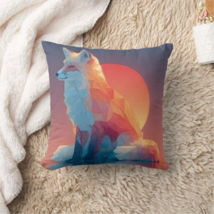 Coussin Silhouette de loup géométrique Faune polygonale