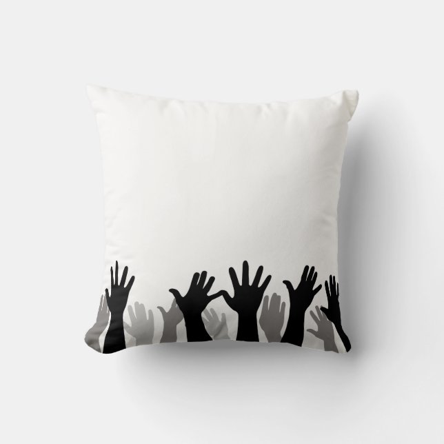 Coussin Silhouette de mains levées, levée de main, protest (Recto)