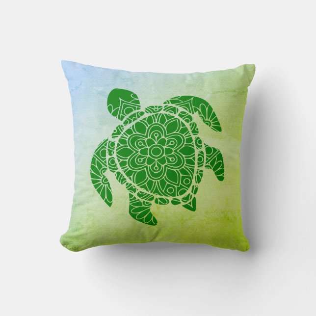 Coussin Silhouette de Mandala de Tortue (Recto)