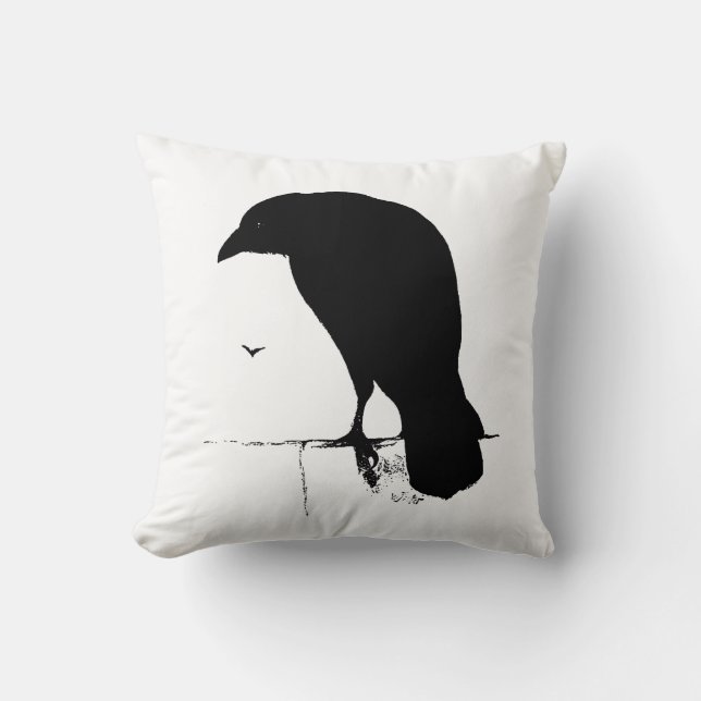 Coussin Silhouette de Raven - Goth vintage Ravens et (Recto)