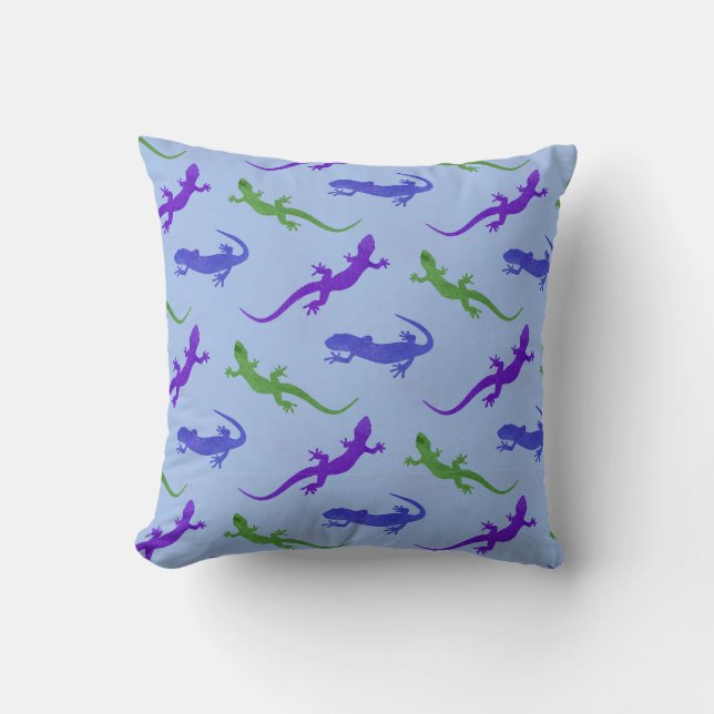 Coussin Silhouette de salamandre vive en bleu (Recto)