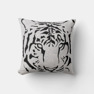 Coussin Silhouette de tigre noir et blanc
