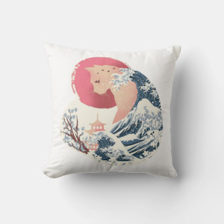 Coussin Silhouette de vague de chat