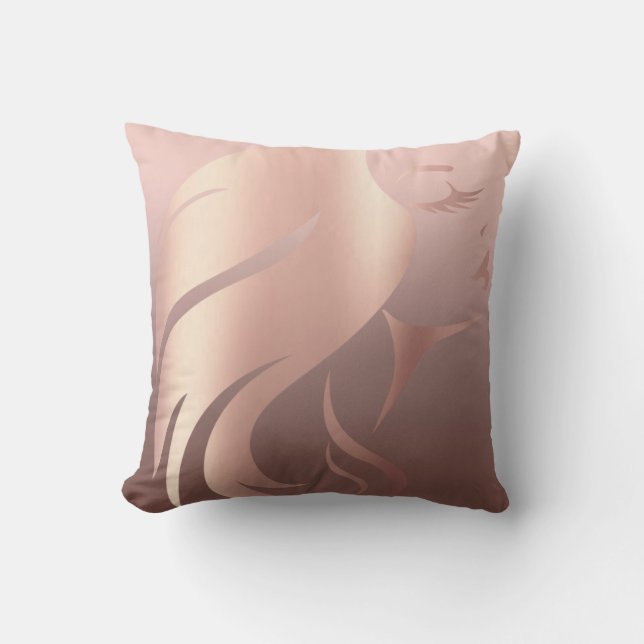 Coussin Silhouette de visage de fille cool tendance (Recto)