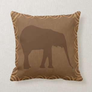 Coussin Silhouette d'éléphant de thème de safari