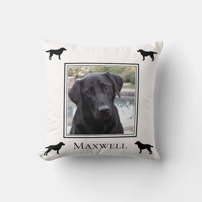 Coussin Silhouette du Labrador Retriever avec photo (Recto)