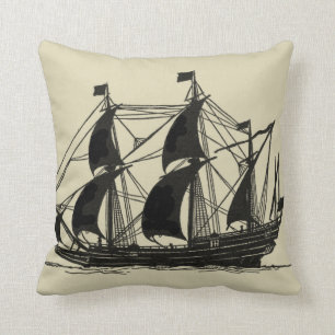 Coussin Silhouette du navire avec voiles de billage