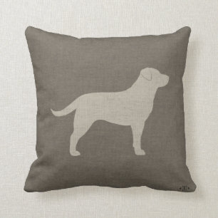 Coussin Silhouette du trieur du Labrador jaune  Amoureux d
