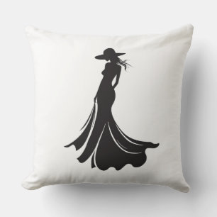 Coussin 👗 Silhouette Élégante de Femme en Robe Flottante