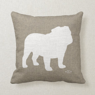 Coussin Silhouette Faux Linen Amoureux des chiens anglaise