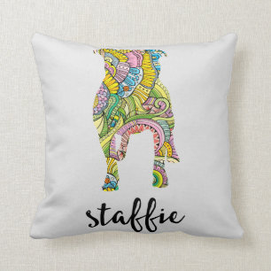 Coussin Silhouette florale de motif du Staffordshire